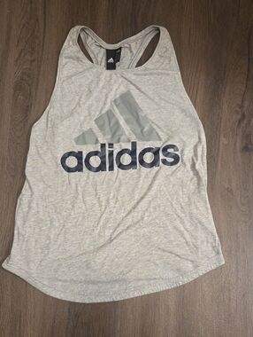 adidas Light Gray Logo Racerback Tank Top